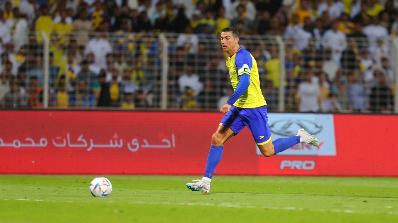 The reaction of Cristiano Ronaldo after his quadruple against Al-Wehda